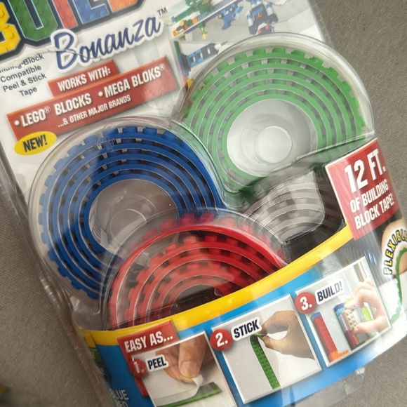 Set of 2 - Bonanza Building Block Lego Tape 4 Pack of 3 Ft Rolls - Picture 4 of 5